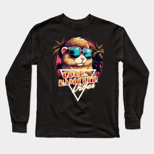 Retro Wave Gold Hamster Vibes Long Sleeve T-Shirt